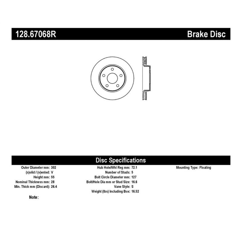 StopTech 07-13 Jeep Wrangler Drilled Right Front Rotor