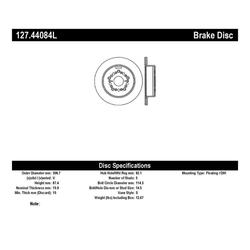 StopTech Power Slot 93-97 Lexus GS Series/95-00 LS400/92-00 SC400 Rear Left Drilled & Slotted Rotor