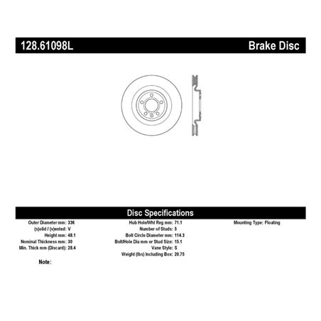 StopTech 12-13 Ford Mustang GT 5.0L V8 Drilled Left Front Rotor