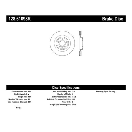 StopTech 12-13 Ford Mustang GT 5.0L V8 Drilled Right Front Rotor