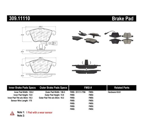 StopTech Performance 08-13 Audi TT Quattro / 12 VW Golf R Front Brake Pads