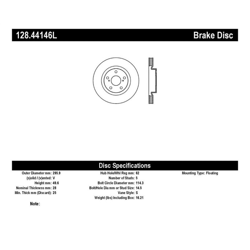 StopTech 07-13 Lexus ES 250/ES 300/ ES330/ES350 SportStop Drilled Left Front Rotor