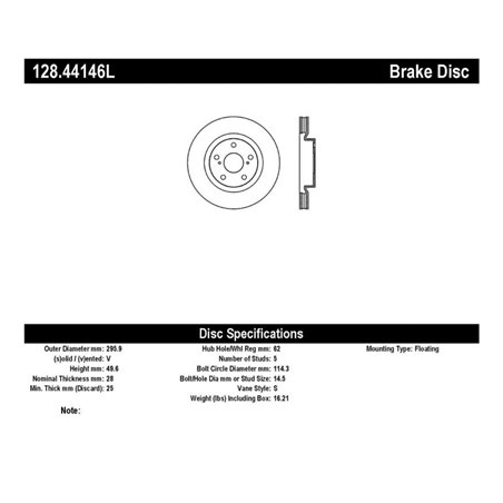 StopTech 07-13 Lexus ES 250/ES 300/ ES330/ES350 SportStop Drilled Left Front Rotor