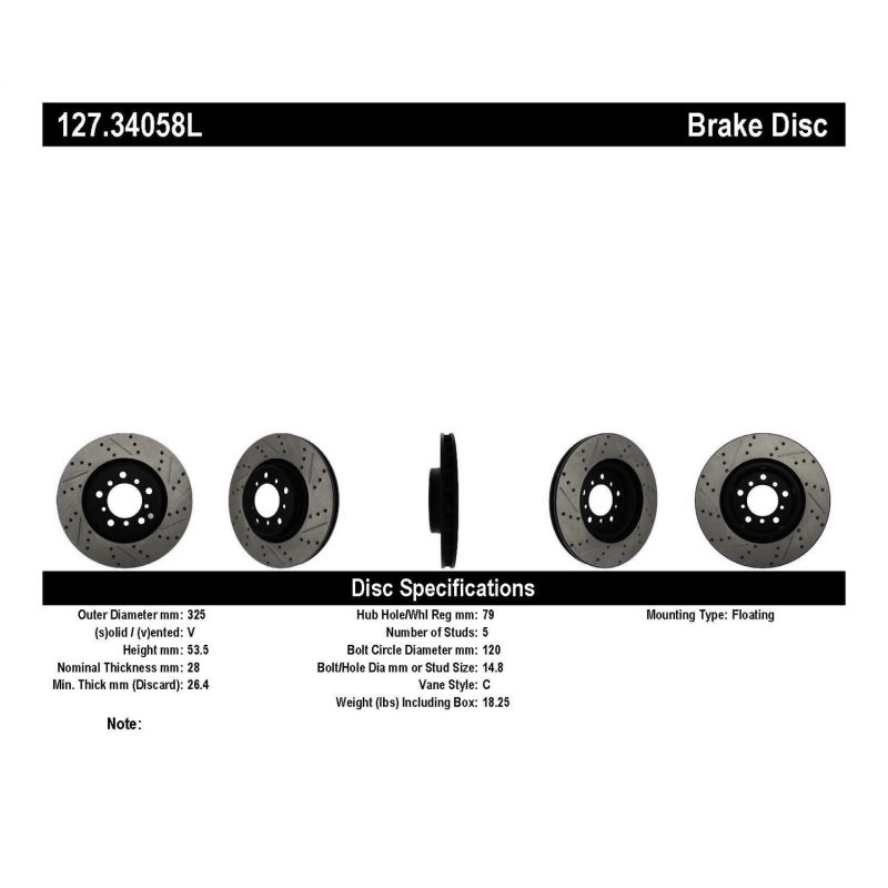 StopTech Slotted & Drilled Sport Brake Rotor