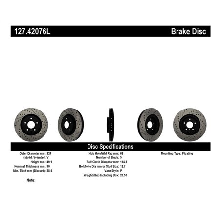 StopTech Slotted & Drilled Sport Brake Rotor