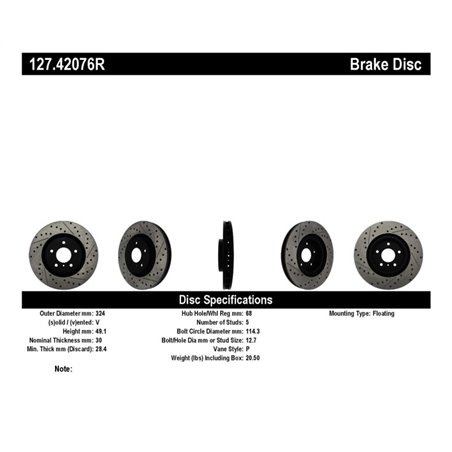 StopTech Slotted & Drilled Sport Brake Rotor