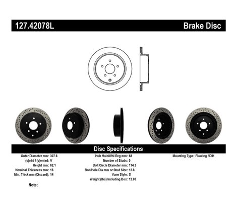 StopTech Slotted & Drilled Sport Brake Rotor