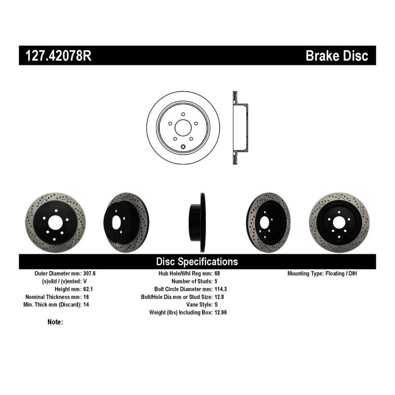 StopTech Slotted & Drilled Sport Brake Rotor