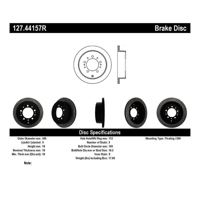 StopTech Slotted & Drilled Sport Brake Rotor