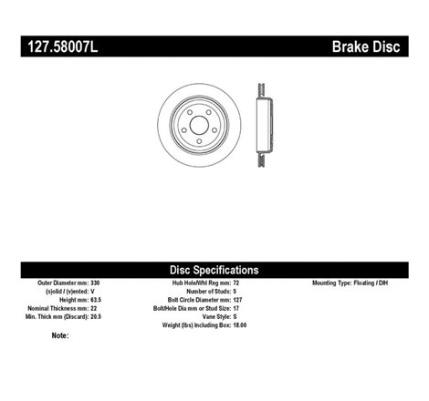 StopTech Slotted & Drilled Sport Brake Rotor 11-15 Jeep Grand Cherokee (Excludes SRT8)