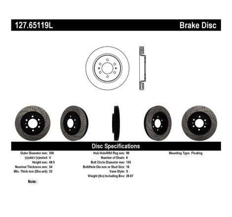 StopTech Slotted & Drilled Sport Brake Rotor