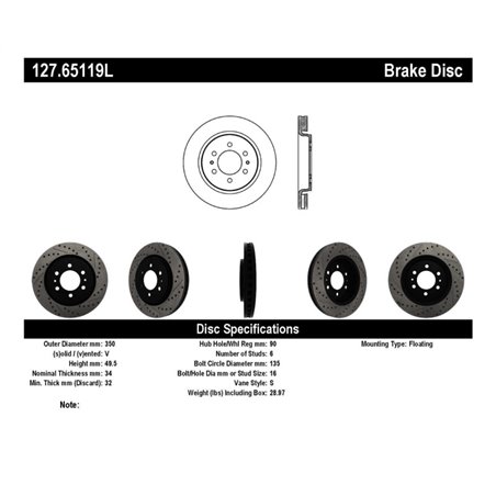 StopTech Slotted & Drilled Sport Brake Rotor