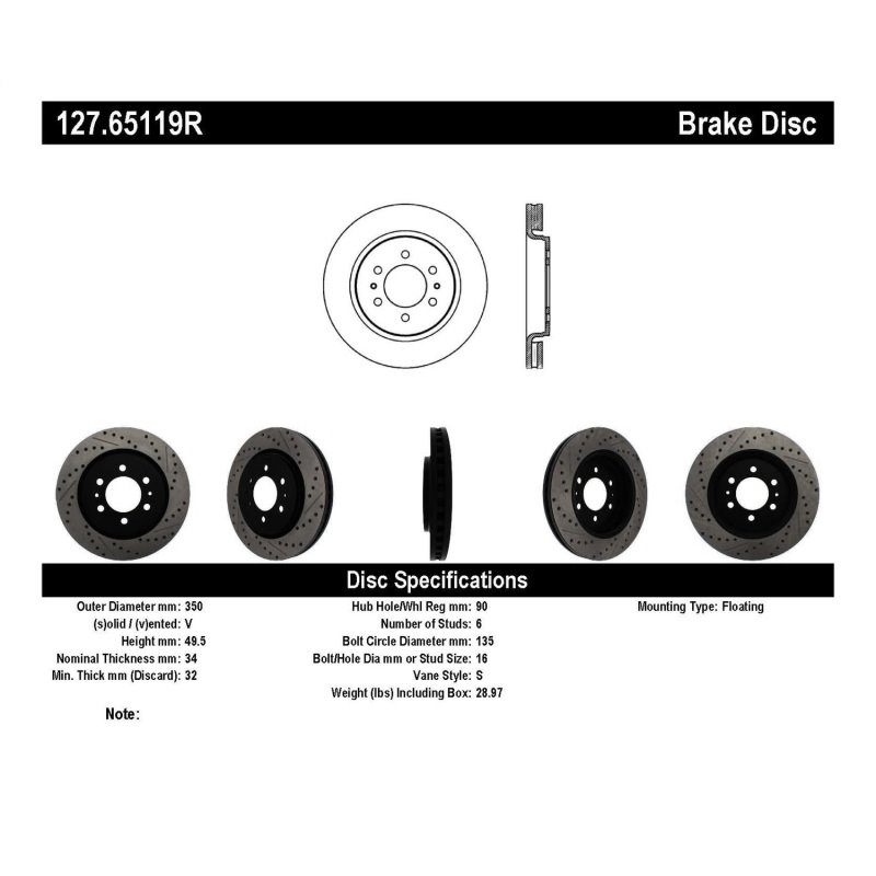 StopTech Slotted & Drilled Sport Brake Rotor