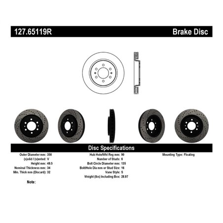 StopTech Slotted & Drilled Sport Brake Rotor