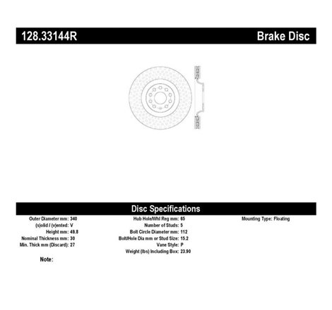 StopTech Drilled Sport Brake Rotor