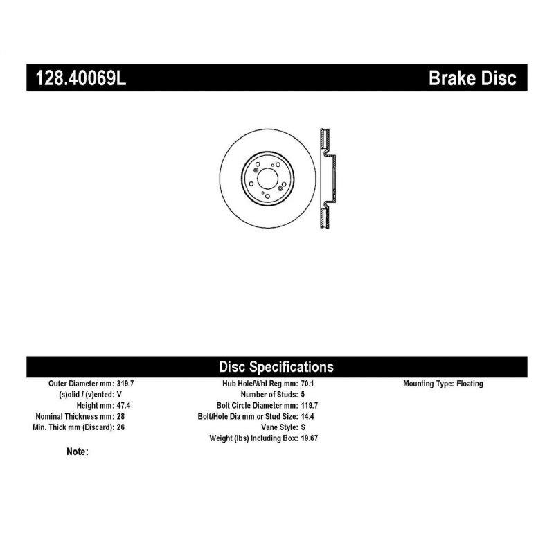 StopTech Drilled Sport Brake Rotor