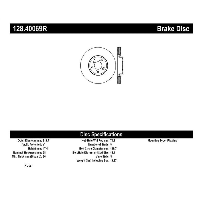 StopTech Drilled Sport Brake Rotor