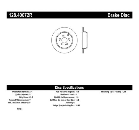 StopTech 07-14 Acura MDX / 07-14 Honda Pilot Drilled Sport Rear Right Rotor