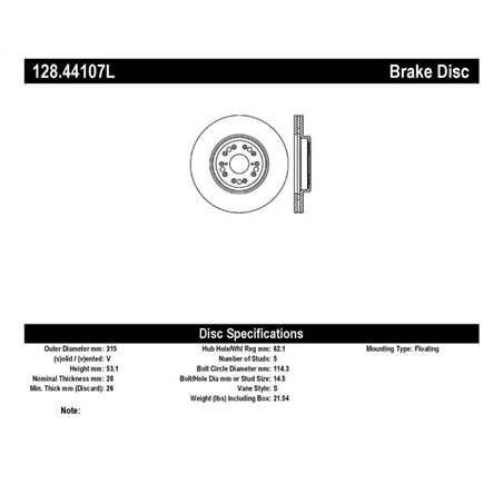 StopTech Drilled Sport Brake Rotor