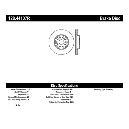 StopTech Drilled Sport Brake Rotor