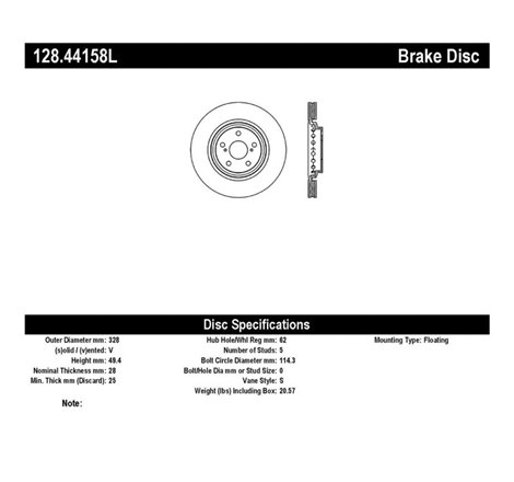 StopTech Drilled Sport Brake Rotor