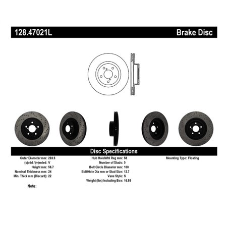 StopTech Drilled Sport Brake Rotor