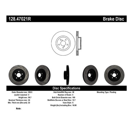 StopTech Drilled Sport Brake Rotor