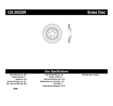 StopTech Drilled Sport Brake Rotor