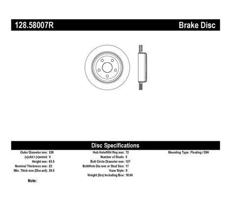 StopTech Drilled Sport Brake Rotor 11-17 Jeep Grand Cherokee (Excludes SRT8)