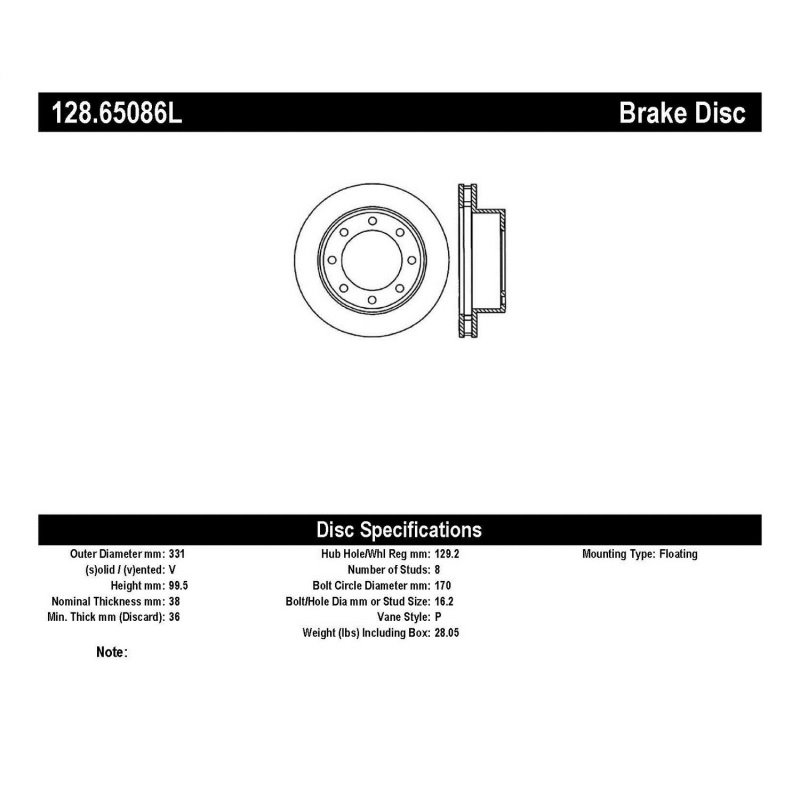 StopTech Drilled Sport Brake Rotor