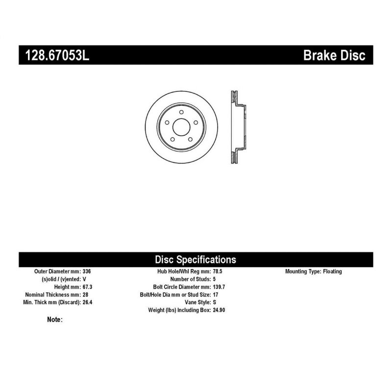 StopTech Drilled Sport Brake Rotor