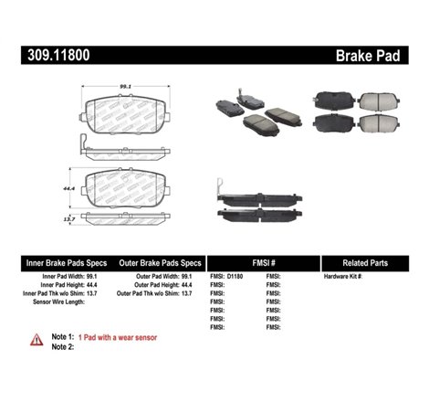 StopTech OE Fit Rear Sport Brake Pads