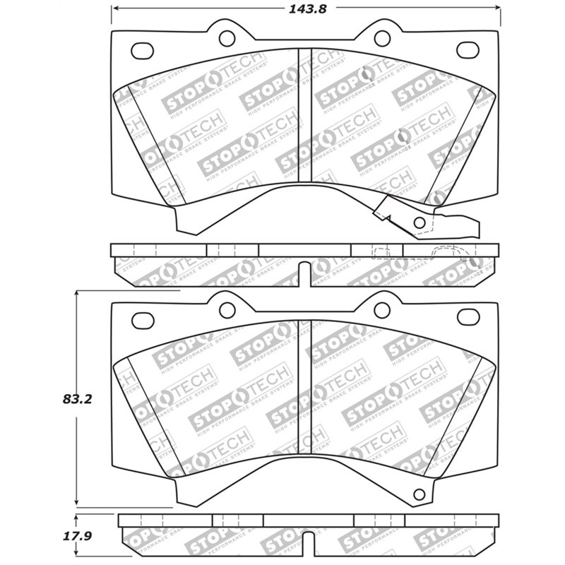 StopTech 13-18 Toyota Land Cruiser Performance Front Brake Pads