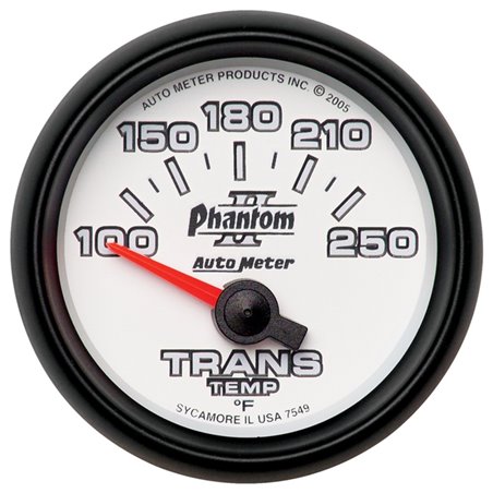 Autometer Phantom II 52.4mm Shortl Sweep Electronic 100-350 Def F Transmission Temperature Gauge