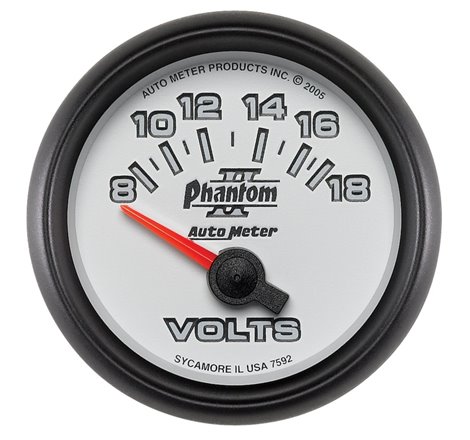 Autometer Phantom II 52.4mm Short Sweep Electronic 8-18 Volts Voltmeter Gauge