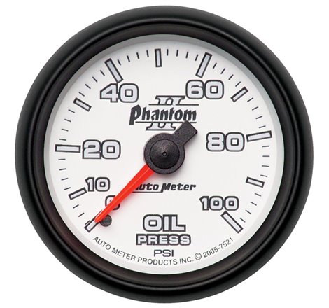 Autometer Phantom II 52.4mm Mechanical 0-100psi Oil Pressure Gauge