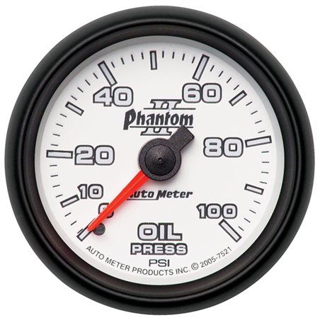 Autometer Phantom II 52.4mm Mechanical 0-100psi Oil Pressure Gauge