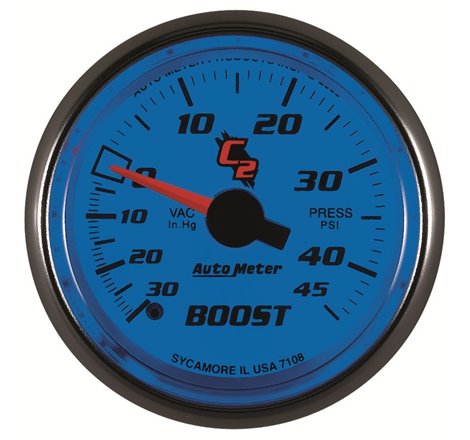 Autometer C2 52mm 30 In Hg-Vac/45 PSI Mechanical Vacuum/Boost Gauge