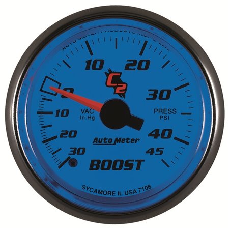 Autometer C2 52mm 30 In Hg-Vac/45 PSI Mechanical Vacuum/Boost Gauge