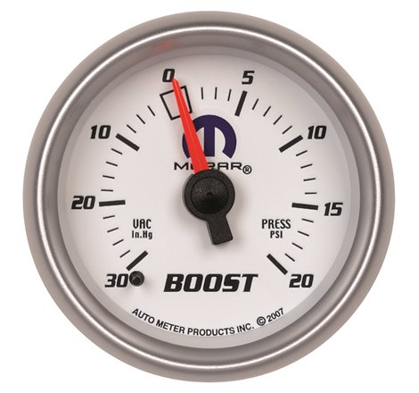 Autometer Mopar 52mm Mechanical 30 In Hg-Vac/20 PSI Vacuum/Boost Gauge