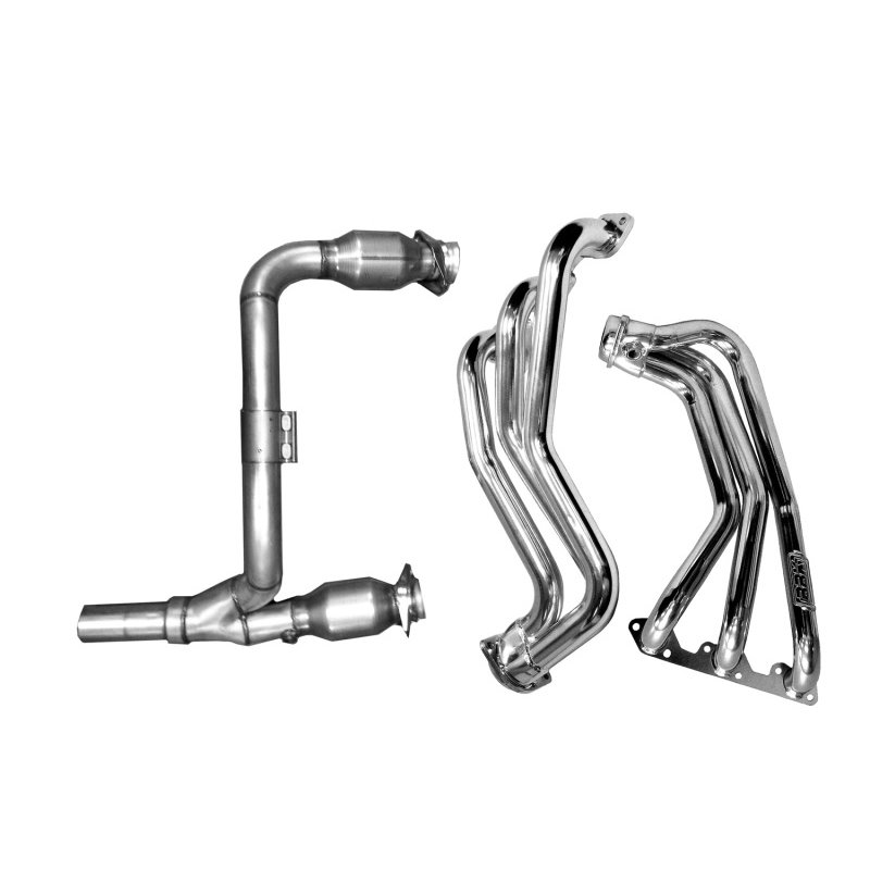 BBK 07-11 Jeep 3.8 V6 Long Tube Exhaust Headers And Y Pipe And Converters - 1-5/8 Silver Ceramic