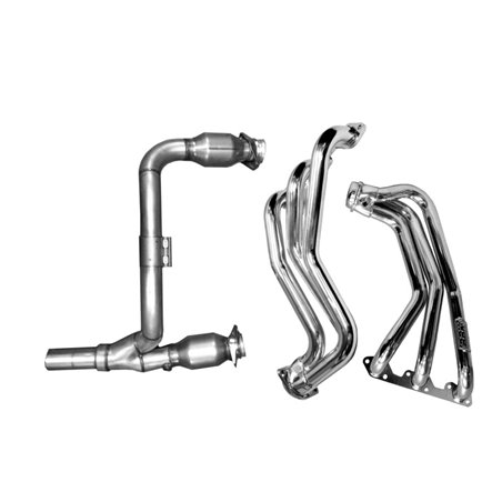 BBK 07-11 Jeep 3.8 V6 Long Tube Exhaust Headers And Y Pipe And Converters - 1-5/8 Silver Ceramic