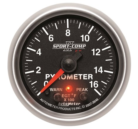 Autometer Sport-Comp II Full Sweep Electronic 0-1600 Deg F EGT/Pyrometer Peak & Warn w/ Elec Control