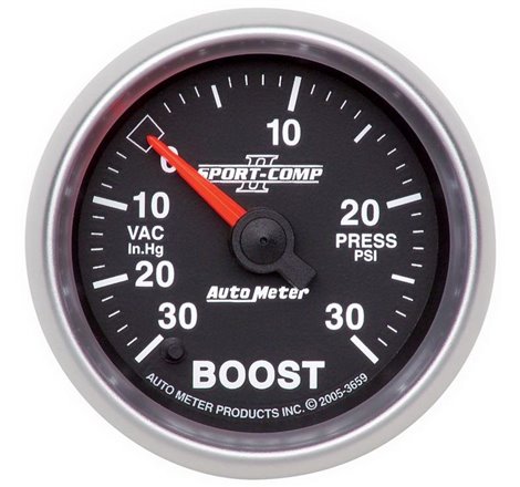 Autometer Sport-Comp II 52mm Full Sweep Electronic 30 In Hg-Vac/30 PSI Vacuum/Boost Gauge