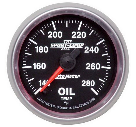 Autometer Sport-Comp II 52mm Full Sweep Electronic 140-280 Deg. F Oil Temprature Gauge