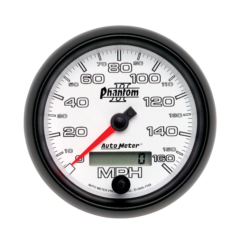 Autometer Phantom II 3-3/8in 160 MPH Electronic Programmable In-Dash Speedometer