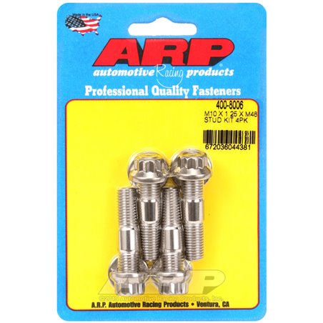 ARP M10 x 1.25 x 48mm Broached 4 Piece Stud Kit