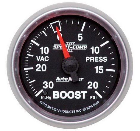 Autometer Sport-Comp II 52mm 30 In Hg/20 psi Mechanical Vacuum/Boost Gauge