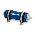 Fuelab 858 In-Line Fuel Filter Long -10AN In/Out 6 Micron Fiberglass w/Check Valve - Blue
