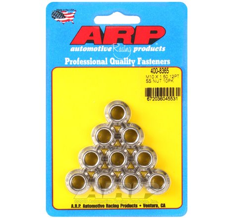 ARP M10 x 1.50 (M12 WR) SS 12pt Nut Kit (Set of 10)